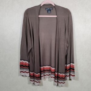 02164 United States Sweaters brown rust tan open front cardigan 1X